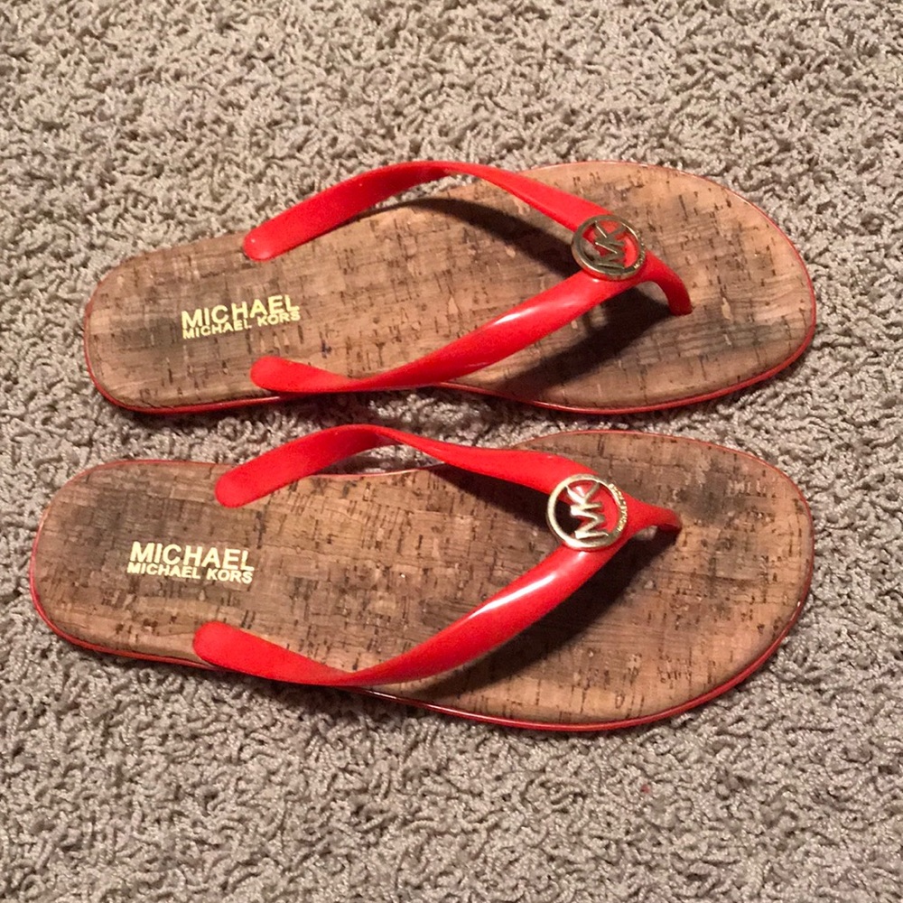 Michael Kors salmon flip flops